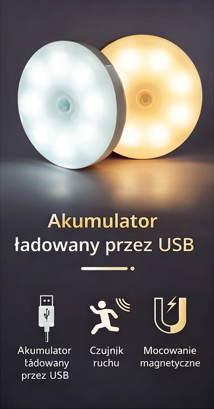 LED Lamp with Motion Sensor – Automatic USB Night Light